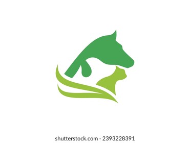 perro de caballo con logotipo de gato, cuidado de mascotas de salud diseño vectorial moderno abstracto