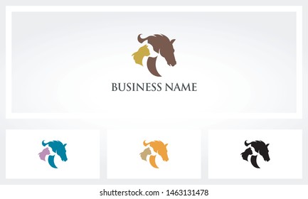 Horse Dog And Cat In A Row Logo