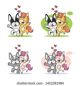Horse And Dog. Happy Friends Enjoying Together.Free Vector Illustration Isolated On White Background