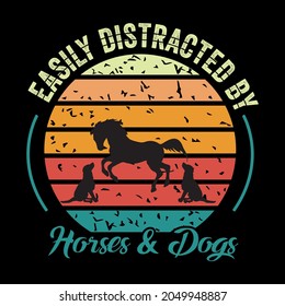 Horse and Dogs, t shirt design, horse t shrit design