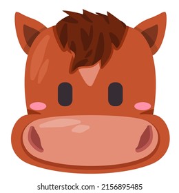 Horse donkey mule face mask illustration smile head wild animal smile and shape design cartoon flat kids children drawing