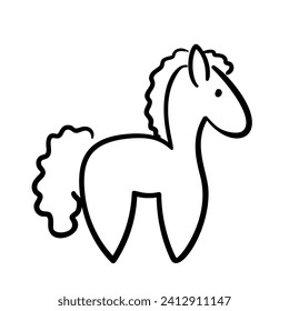 Horse doodle black line simple drawing vector illustration side view isolated