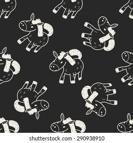 horse doodle seamless pattern background
