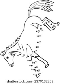 Horse dot to dot coloring page