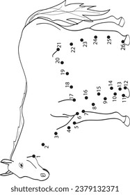 Horse dot to dot coloring page