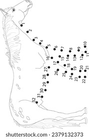 Horse dot to dot coloring page