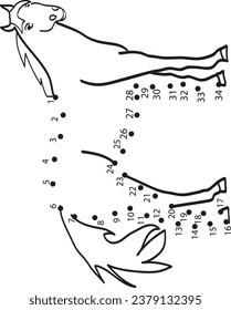 Horse dot to dot coloring page