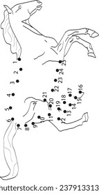 Horse dot to dot coloring page