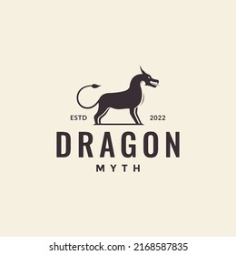 horse with dragon head myth logo design vector graphic symbol icon illustration creative idea