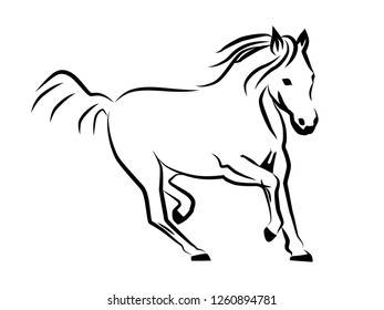 Horse Drawn By Lines Horse Running Stock Vector (Royalty Free ...