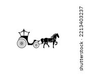  horse drawn carriage logo design vector 