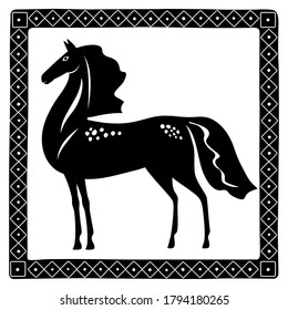 Silhouette de Hueso de Caballo. Patrón decorativo en un marco