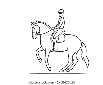 Horse dressage with rider in a gallop pirouette