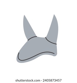 Horse Ear Net equine accessories. Equestrian sports gear. Equine tack. Horse stables equipment. Vector illustration hand drawn colored flat isolated on white background.