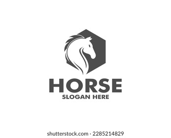Vector de símbolos de logotipo elegante de caballos, diseño de logotipo de Cabeza Inspiración