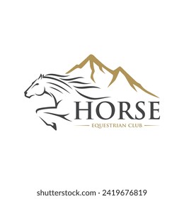 Horse Emblem. Running Horse Icon Isolated On White Background - Vector Illustration, Editable Template For Your Logo Design