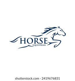 Horse Emblem. Running Horse Icon Isolated On White Background - Vector Illustration, Editable Template For Your Logo Design