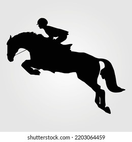 Horse Equestrian Sport, Show Jumping, Event Silhouette Of A Rider Jumping On Horse