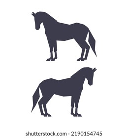 Horse or Equine Black Silhouette as Domesticated, Odd-toed, Hoofed Mammal Vector Set