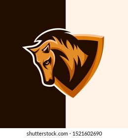 Horse esport logo team. shield and horse, e-sport logo