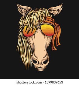 horse eyeglasses bandana vector illustration