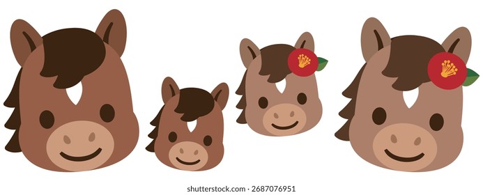Cara de caballo Variación de personaje Conjunto Familia Camelia Año Nuevo Clip Arte