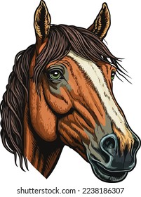 Horse Face Close Up Portrait illustration 04