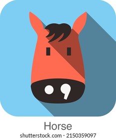 horse face flat icon design. Animal icons series.