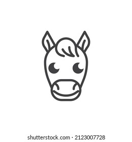 Horse face line icon. linear style sign for mobile concept and web design. Horse animal outline vector icon. Symbol, logo illustration. Vector graphics
