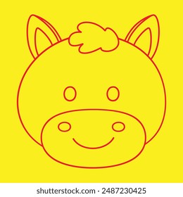 Horse Face Line yellow background