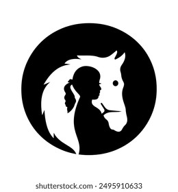 Horse and Face Logo combine with letter O vector template
