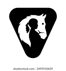 Horse and Face Logo combine with letter V vector template