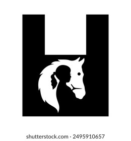 Horse and Face Logo combine with letter H vector template