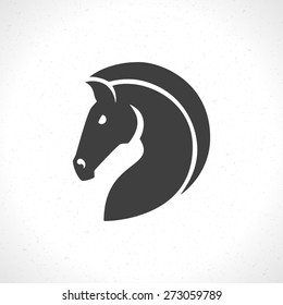 Horse face logo emblem template mascot symbol for business or shirt design. Vector Vintage Design Element.