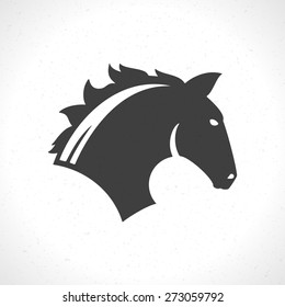 Horse face logo emblem template mascot symbol for business or shirt design. Vector Vintage Design Element.