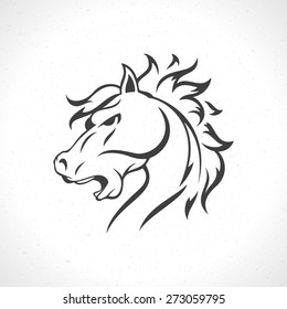 Horse face logo emblem template mascot symbol for business or shirt design. Vector Vintage Design Element.