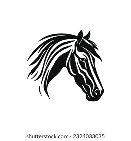Horse face logo of horses head silhouette clipart illustrator vector. stallion Horserace icon of animal symbol, isolated on white background.