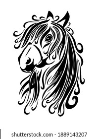 Horse face. Tattoo. Vector illustration