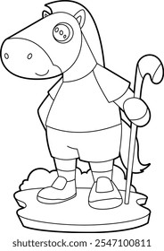 Horse Field hockey Hockey stick Animal Vector Graphic Art Illustration