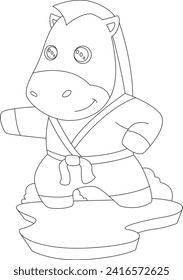 Horse Fighter Martial arts Animal Vector Graphic Art Illustration