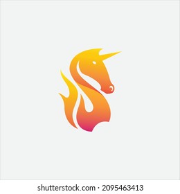 Horse fire color logo vector