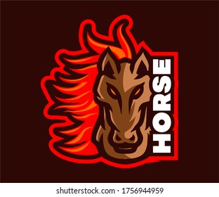 Horse Fire E Sport Logo Vector Illustration