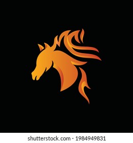 Horse Fire Gradient Vector Logo Design