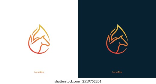 Horse Fire Logo Design. Horse and Fire Shape. Flame Horse Logo Icon Symbol Vector Design Template.