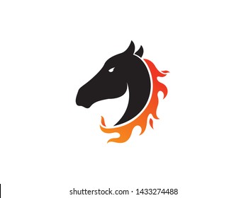 Horse and Fire Logo Template, Icon, Symbol