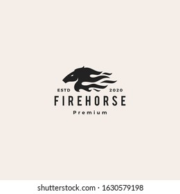 horse fire logo vector icon illustration hipster retro vintage