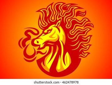 horse fire red logo vector emblem illustration design idea creative tattoo symbol 