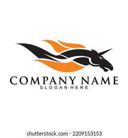 Horse and fire symbol vector logo