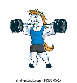 Horse Fitness Mascot logo illustration