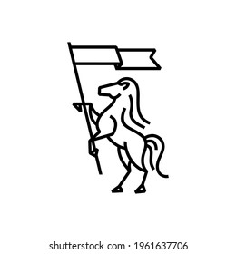 horse flag monoline logo vector icon illustration